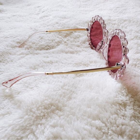 Diana Pink Round Crystal Embellished Sunglasses - Picture 6 of 9